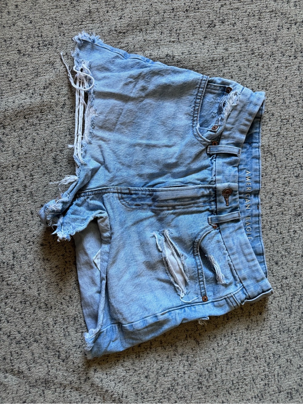 American Eagle Outfitters Light Blue Distressed Denim Shorts